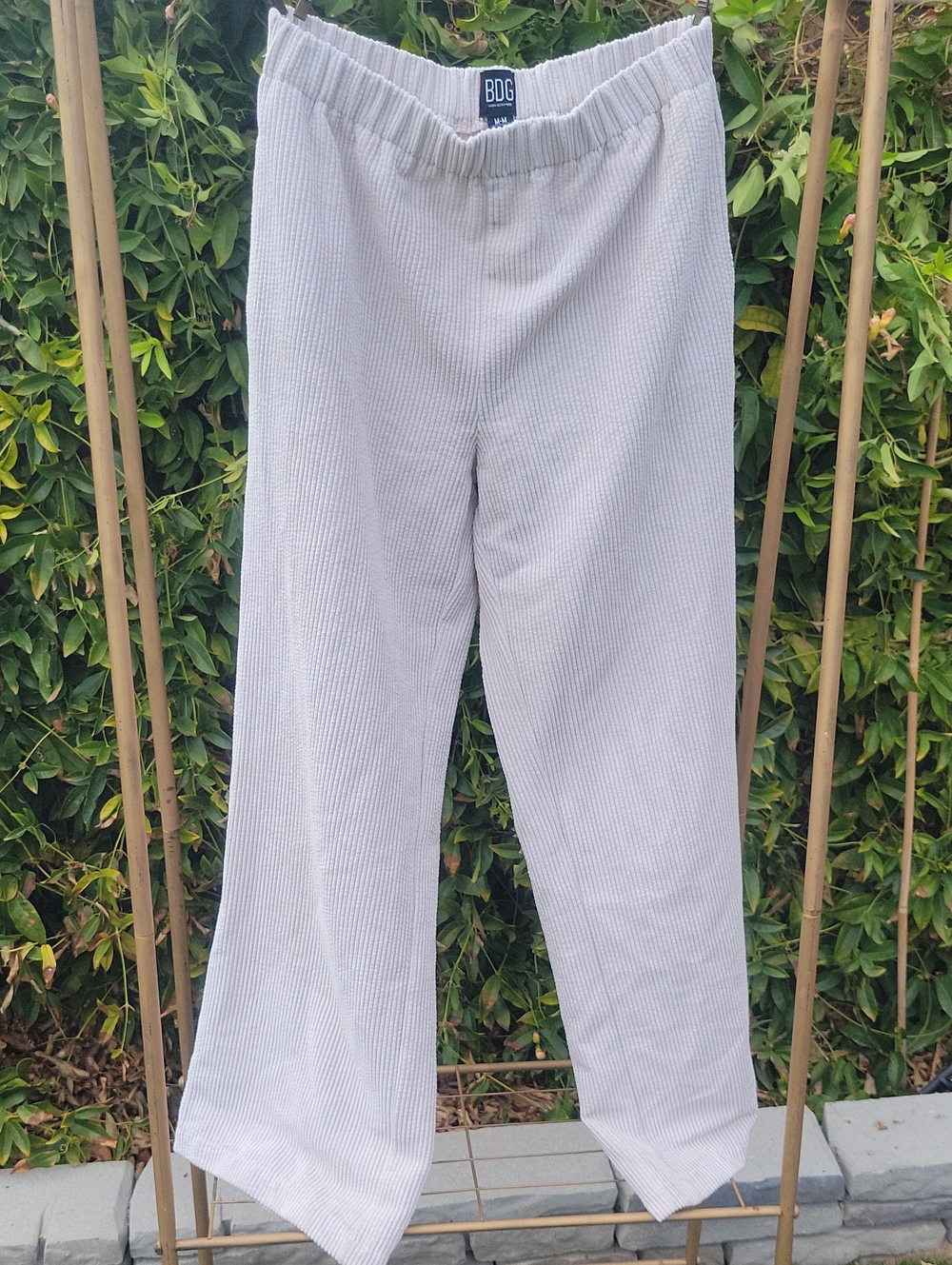 BDG Cream Corduroy Skate Loungewear Elastic-Waist Pants With Pockets M